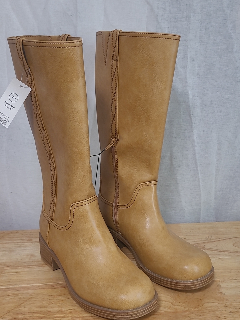 No Boundaries Tan Mid-Calf Block Heel Riding Boots
